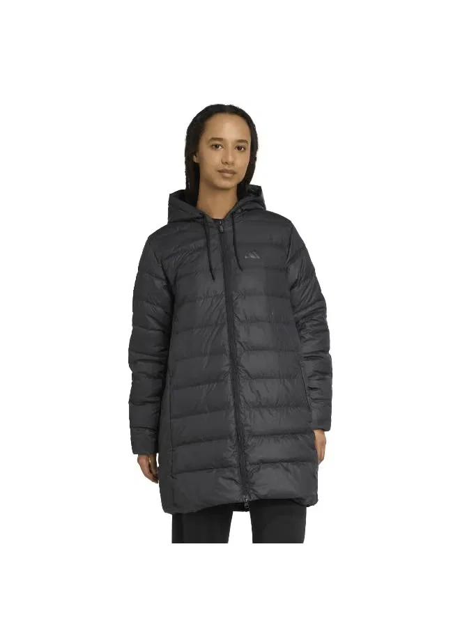 Парка утепленная с капюшоном Essentials climawarm 3-stripes Adidas, черный — фото 2
