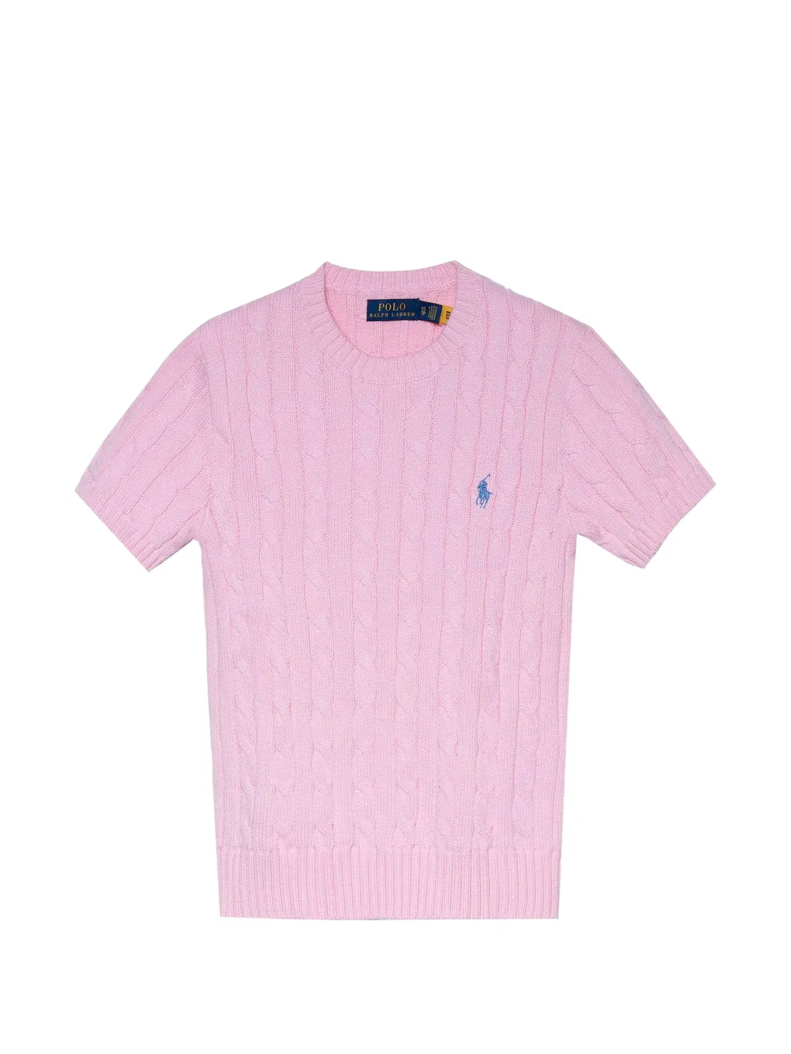 Топ фактурной вязки с короткими рукавами Polo Ralph Lauren, розовый