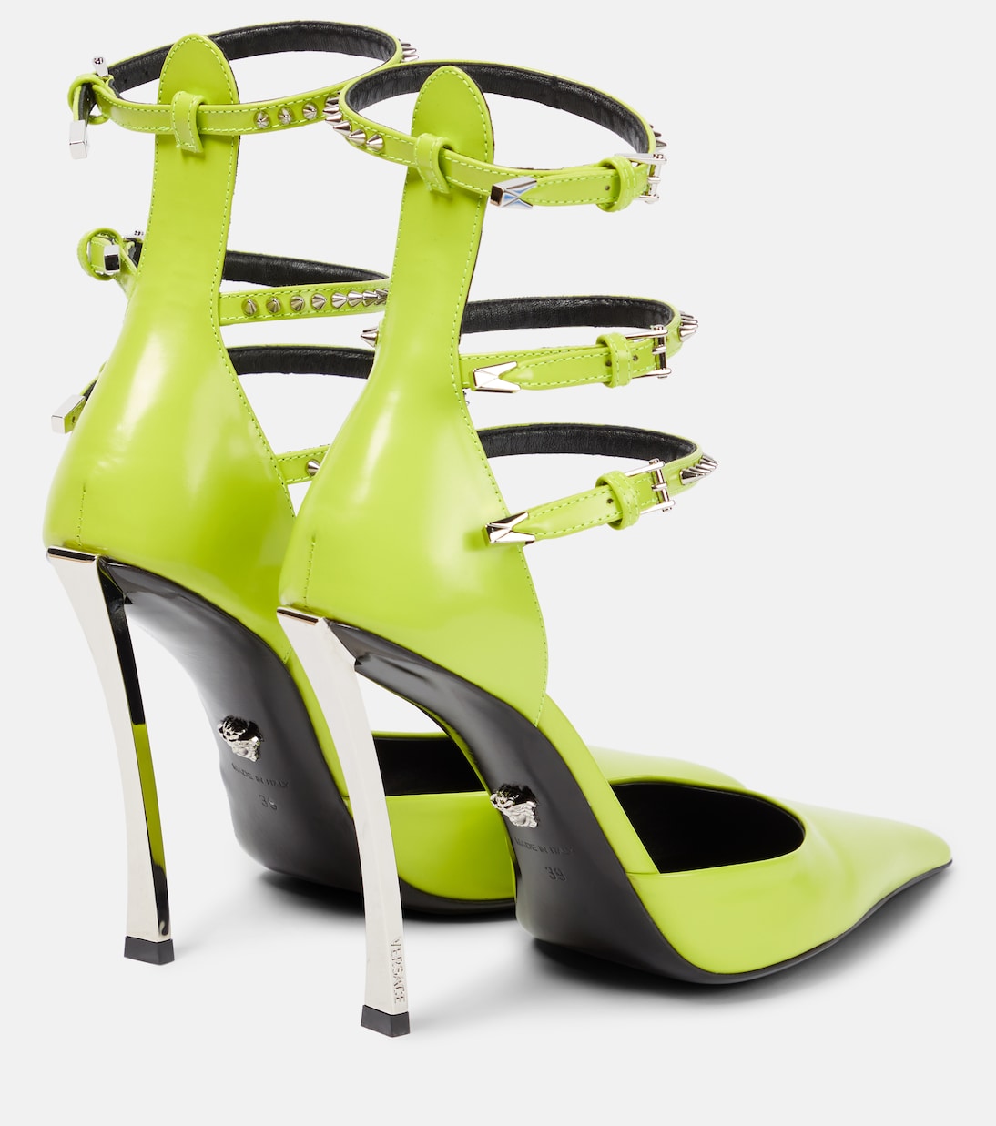 Туфли-лодочки Pin-Point с отделкой из кожи Versace, Acid Lime - Palladio — фото 3