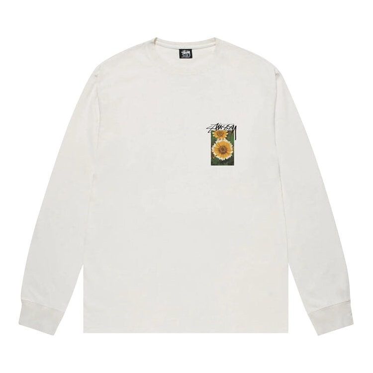 

Лонгслив Stussy Flower Grid Pigment Dyed Long-Sleeve Tee 'Natural', белый