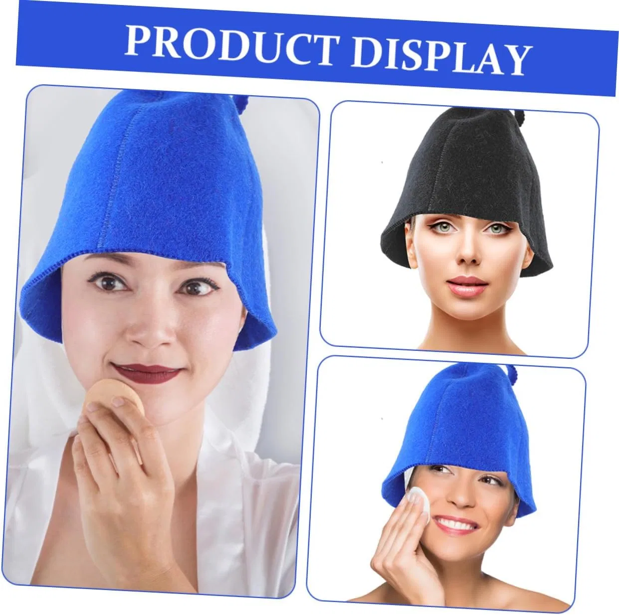 Шапочка для душа из шерстяного войлока, Toyvian, 2 шт., Синий — фото 4