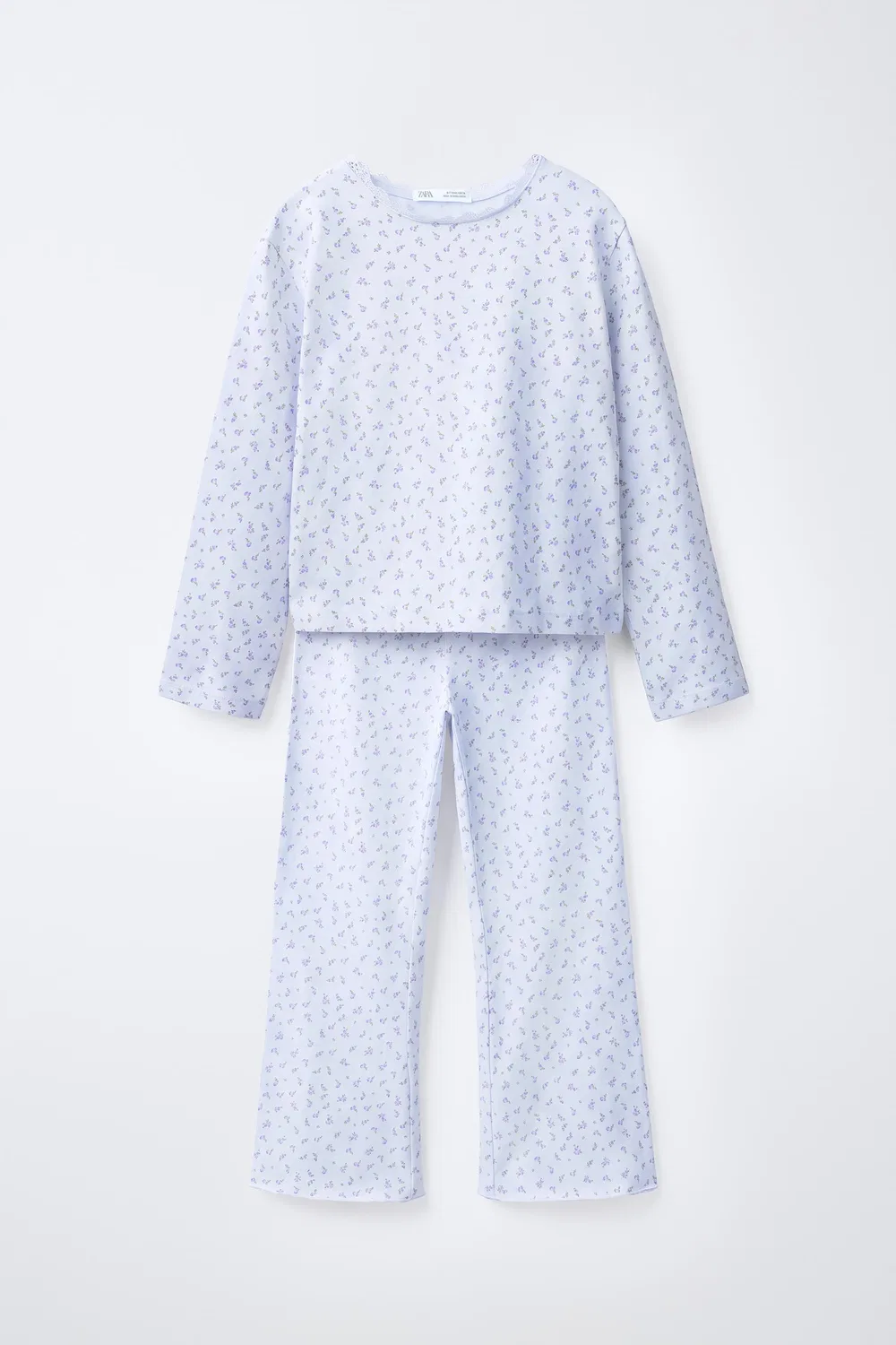 Пижама с цветочным принтом, 6-14 лет ZARA, Light blue