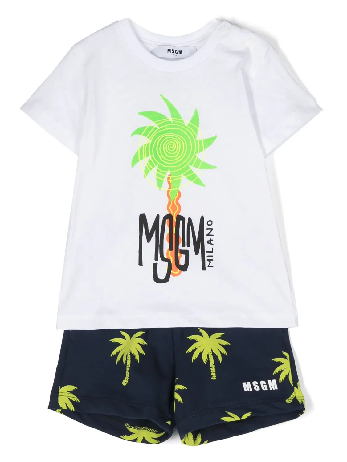 Комплект шортов с принтом пальм MSGM, белый/темно-синий/зеленый