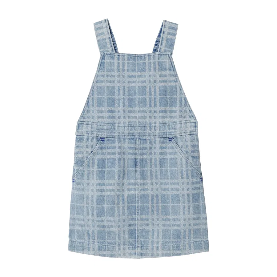 Платье джинсовое с принтом Martine Checked Denim Dress Burberry, Pale Blue Ip Check