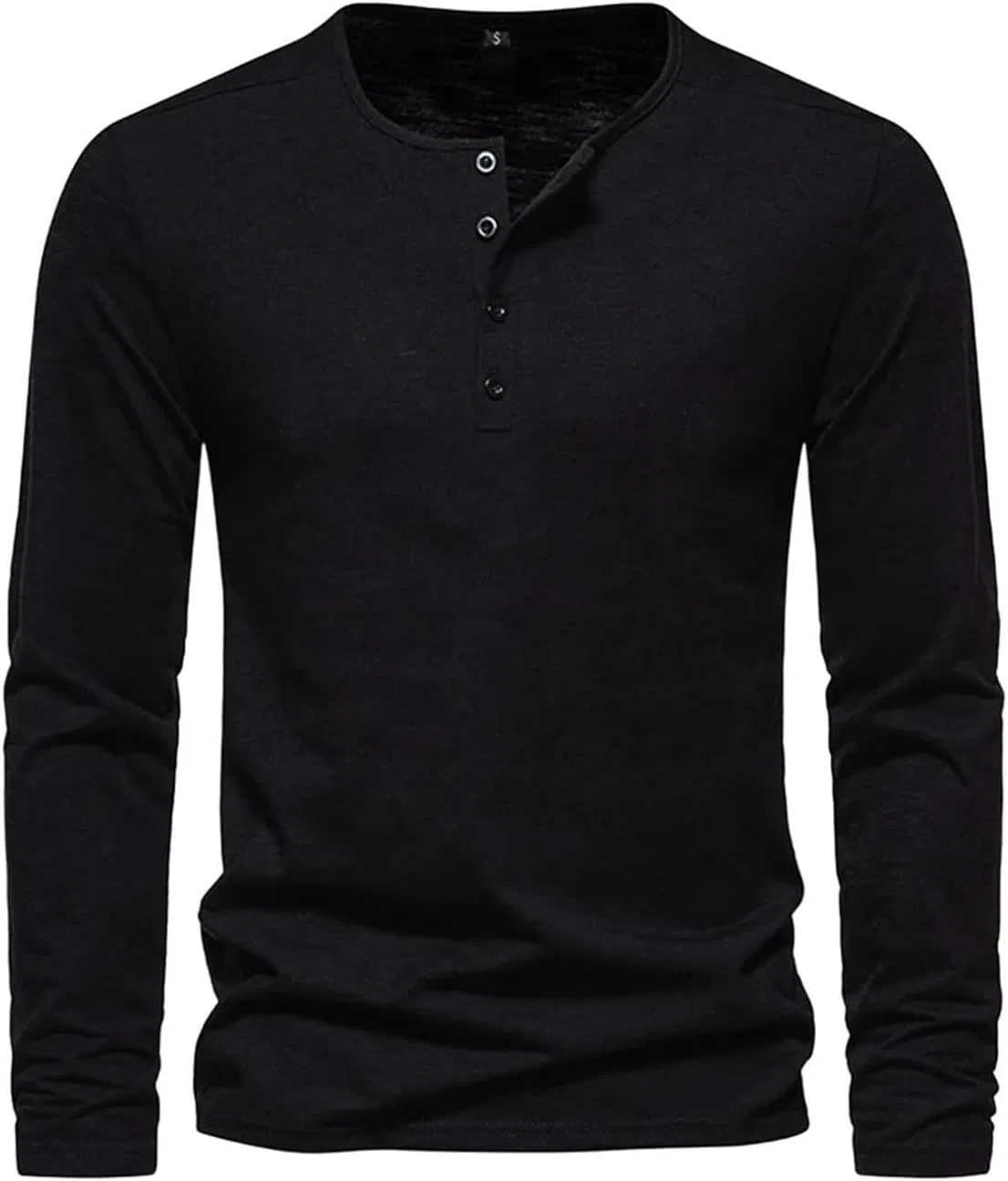 Мужская длинная футболка с круглым вырезом хлопковая Slim Fit, Black