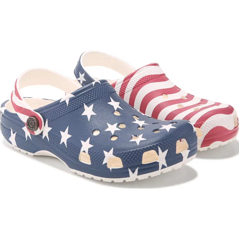 Детские классические сабо с графическим рисунком Crocs, Chalk Americana Mult