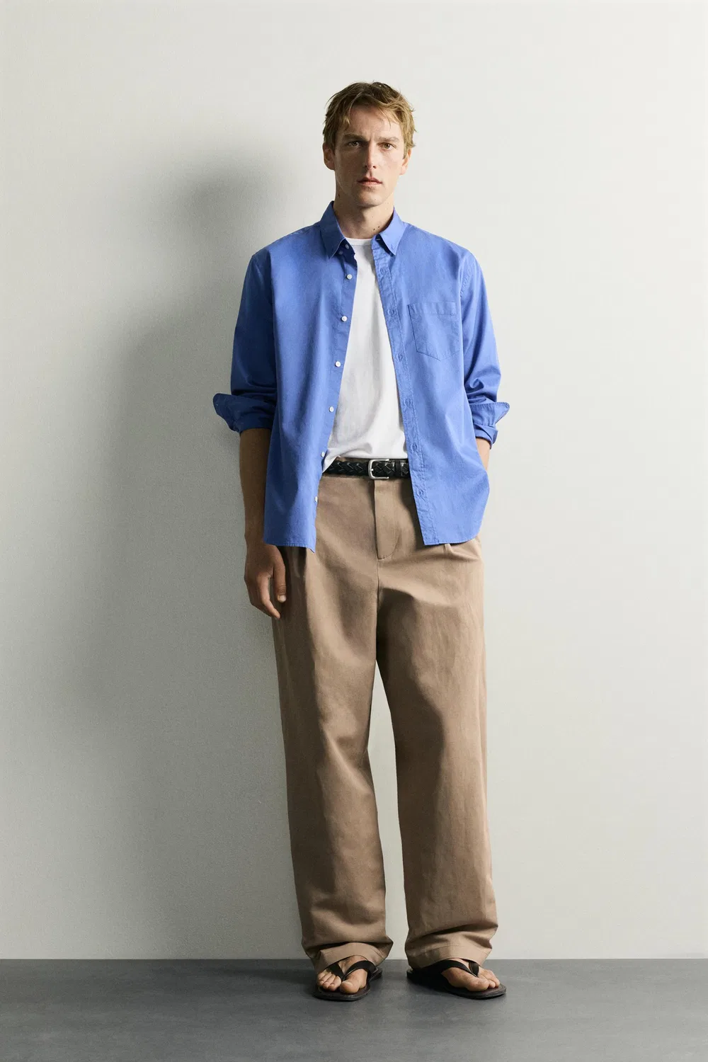 Свободные плиссированные брюки ZARA, Beige