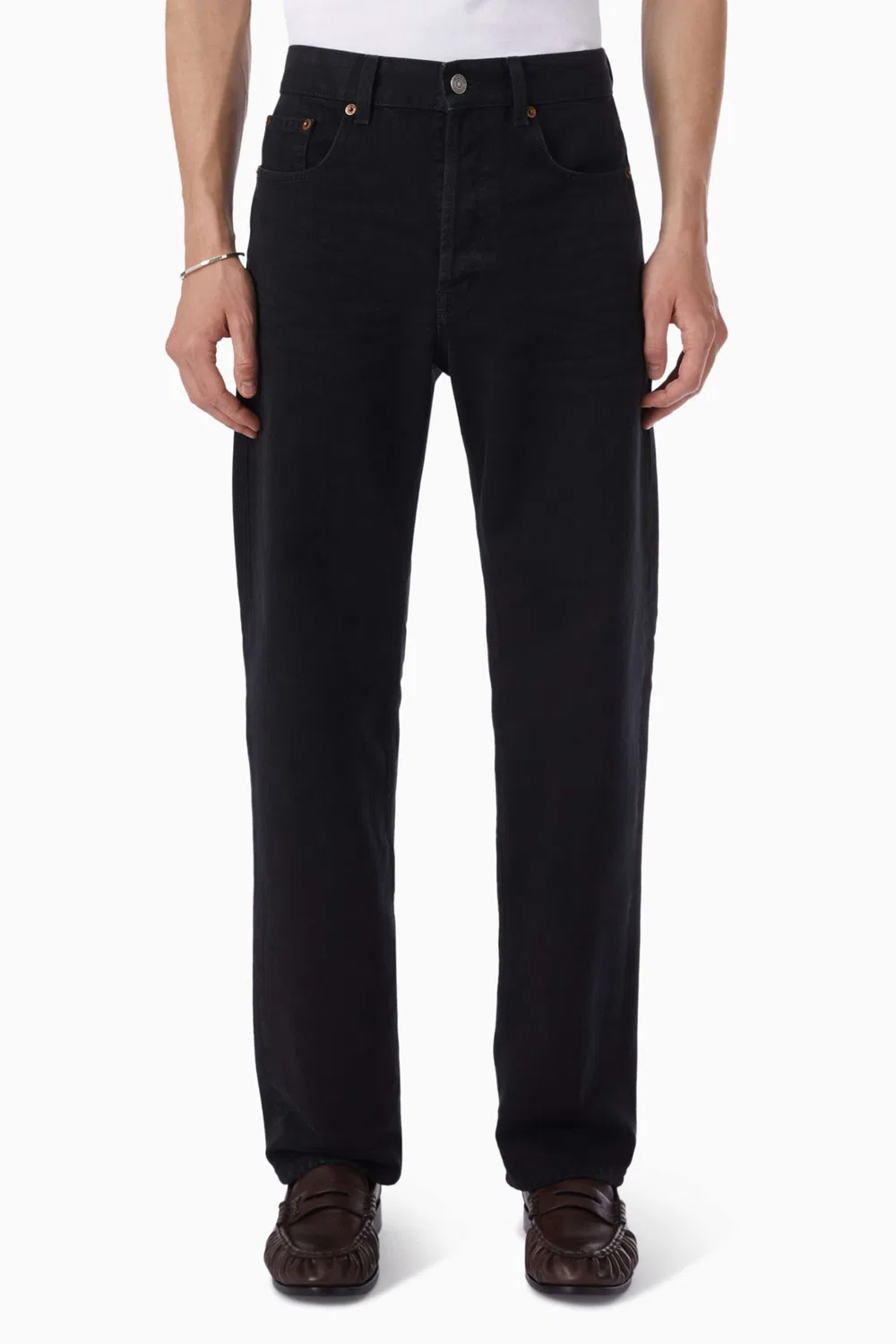 Джинсы свободные деним SAINT LAURENT