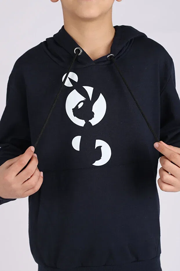 Детский для девочек спортивный костюм с принтом Seasonal Printed Unisex Kids Tracksuit Set Merry Store, Navy Blue — фото 4