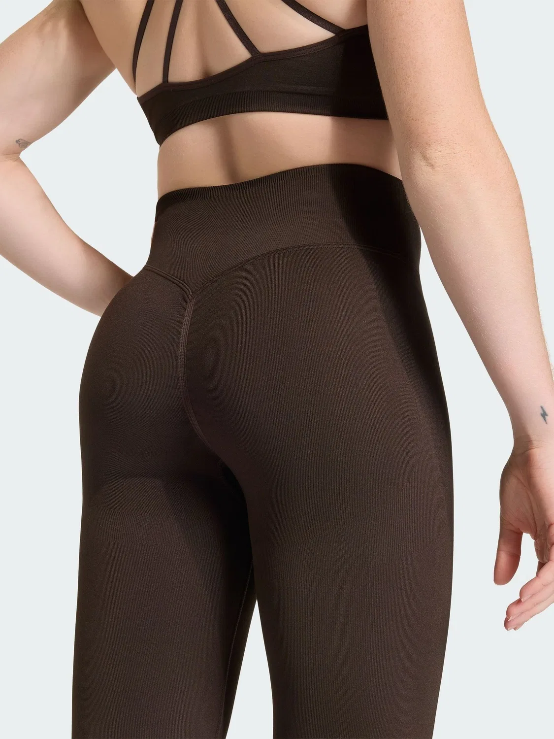 Леггинсы женские Workout Essentials Knit Scrunch 7/8 adidas, коричневый — фото 3