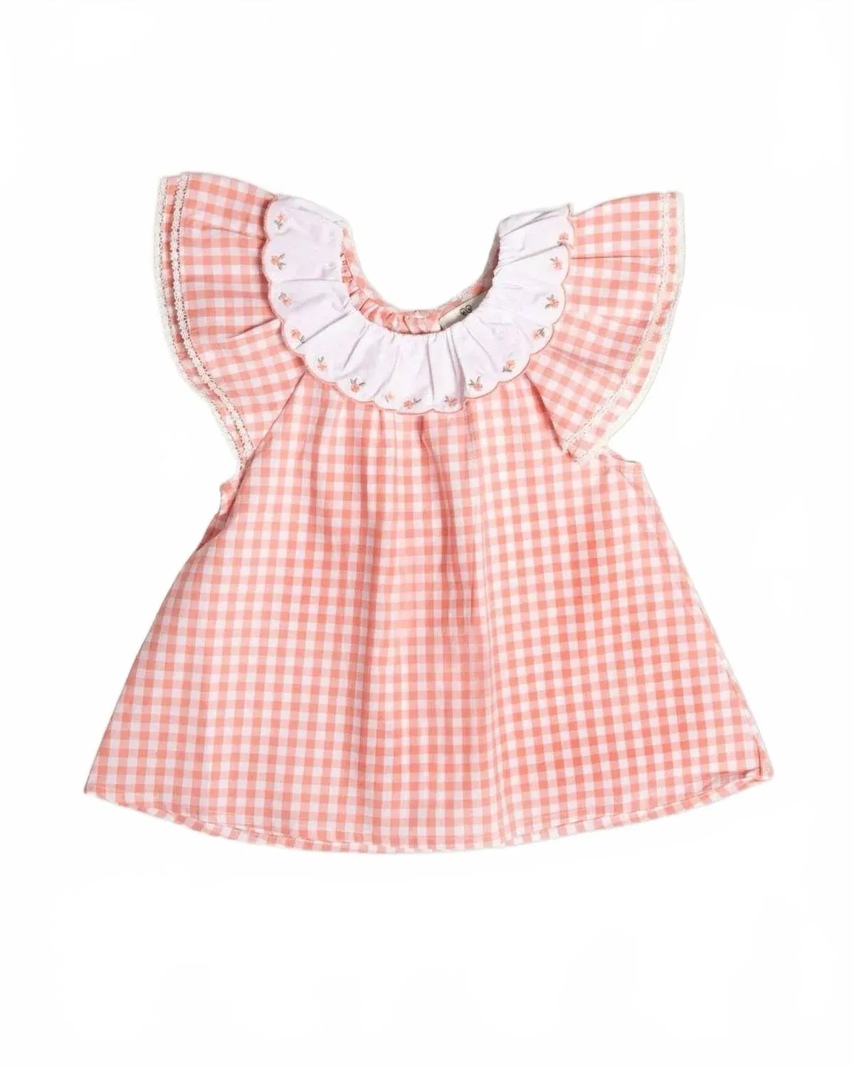 Детская блузка для девочек с оборками на рукавах Lola Gingham Early Sunday, розовый