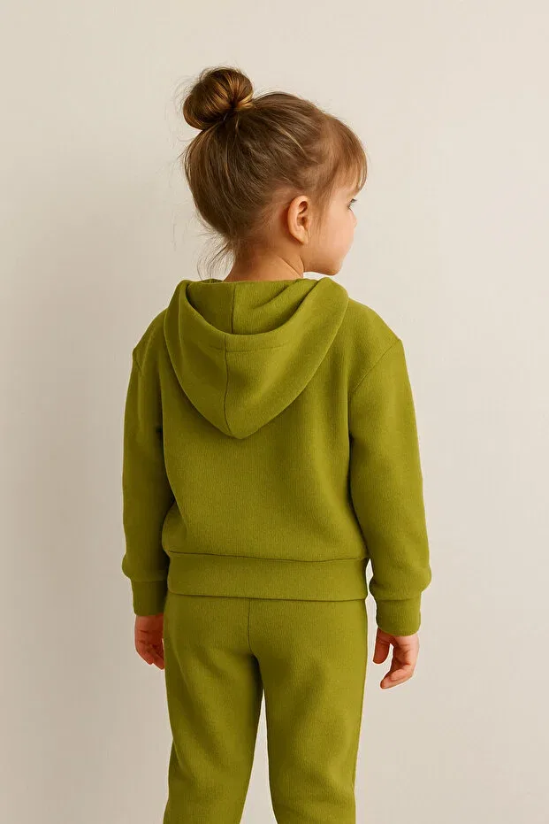 Детское худи для девочек с капюшоном на молнии Yalçınoğlu Kids, Green — фото 4