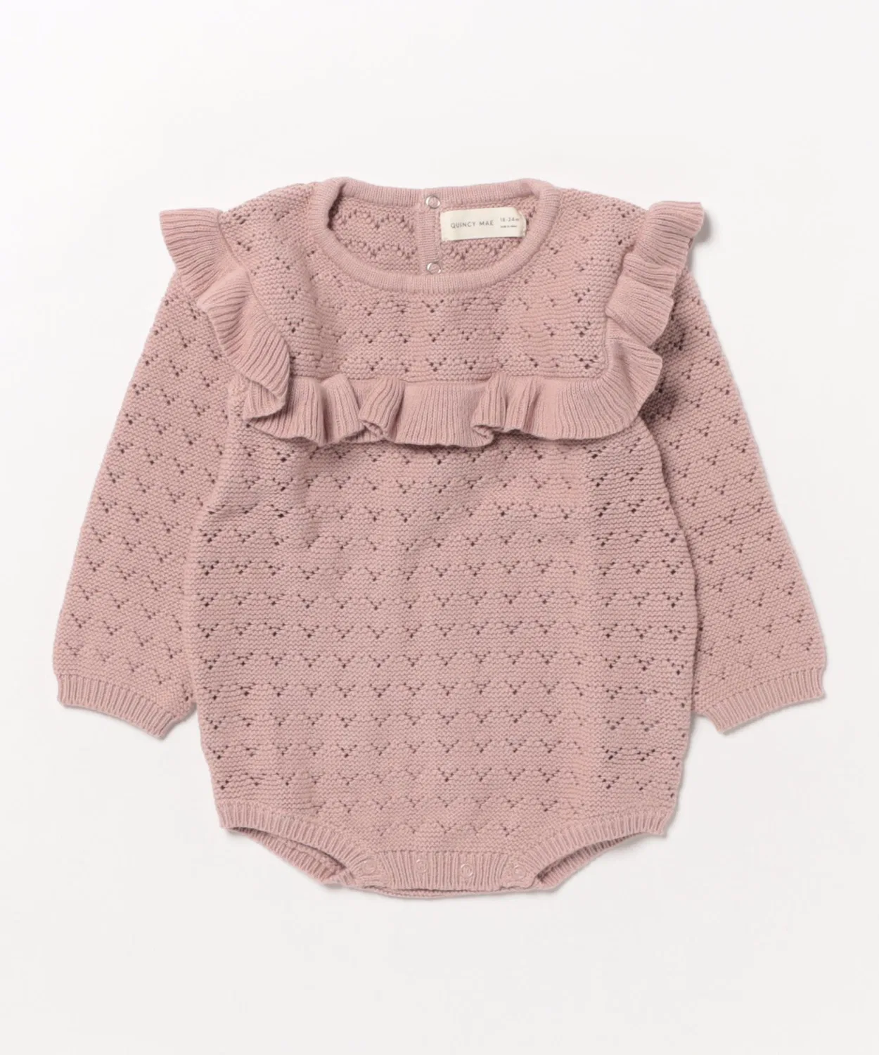Детский комбинезон с длинным рукавомс кружевной отделкой Quincy Mae, Mauve
