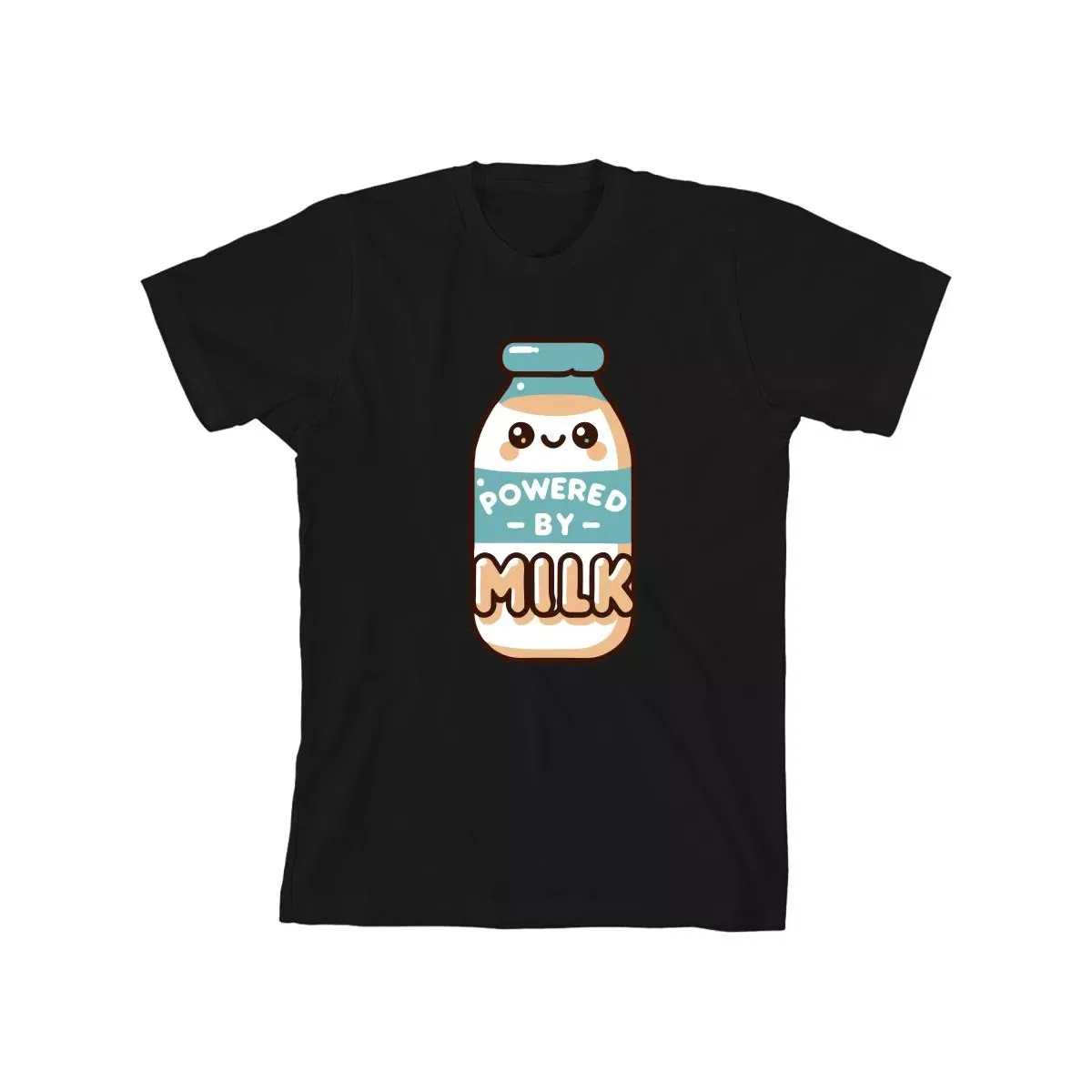 Детская футболка с принтом Powered By Milk Bioworld, Black