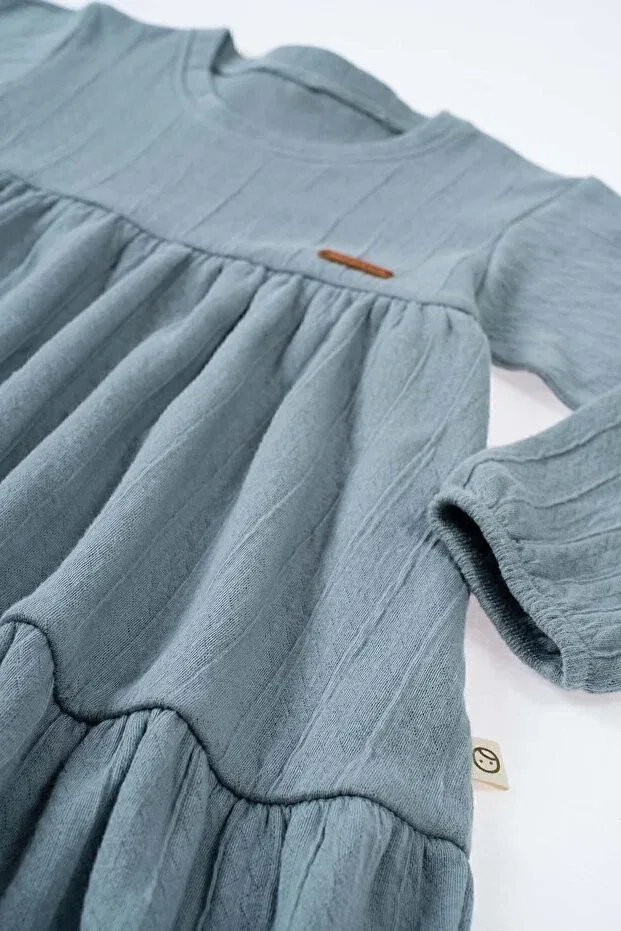 Детское платье для девочек с длинным рукавом Little Gusto, Blue — фото 3
