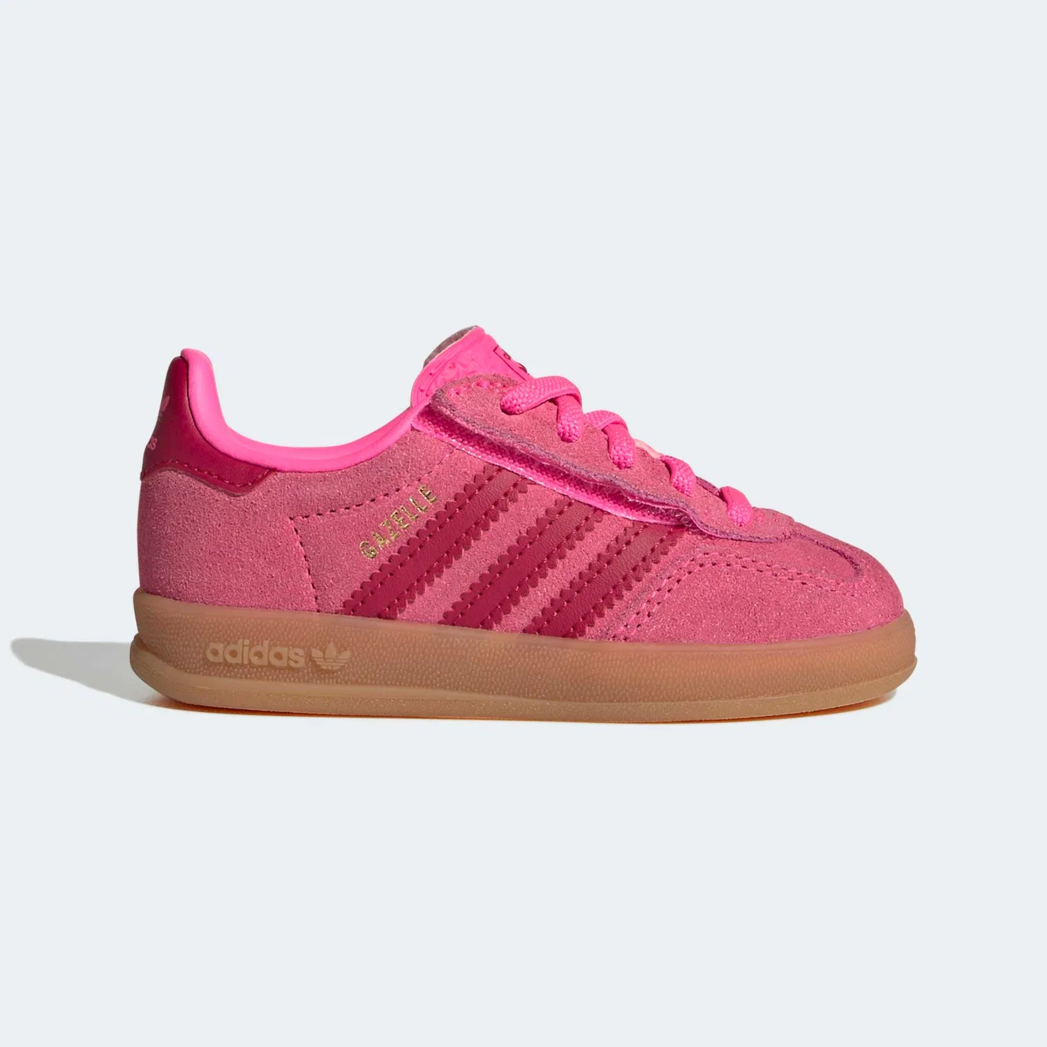 Детские кроссовки с эластичными шнурками Gazelle Indoor Comfort Closure Adidas Originals, Lucid Pink/Team Victory Red/Gold Metallic — фото 2