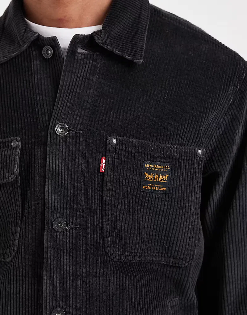 Куртка-тракер Levi's Workwear Berkley из вельвета с карманами, черный — фото 3
