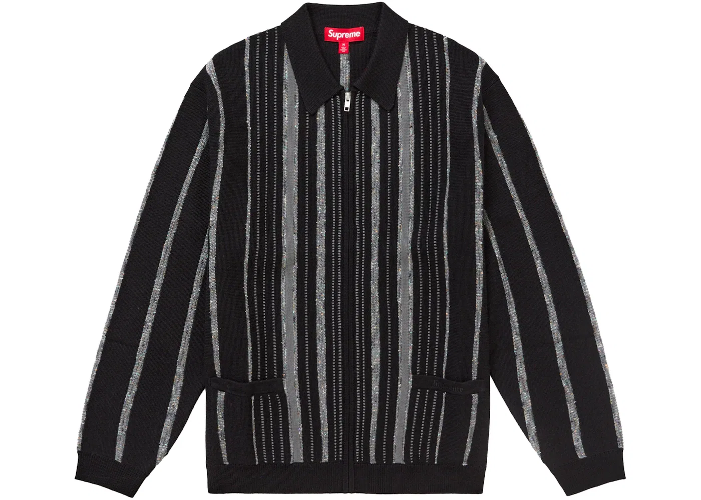 Мужской кардиган с молнией Supreme Speckle Stripe Zip Up Cardigan, Black