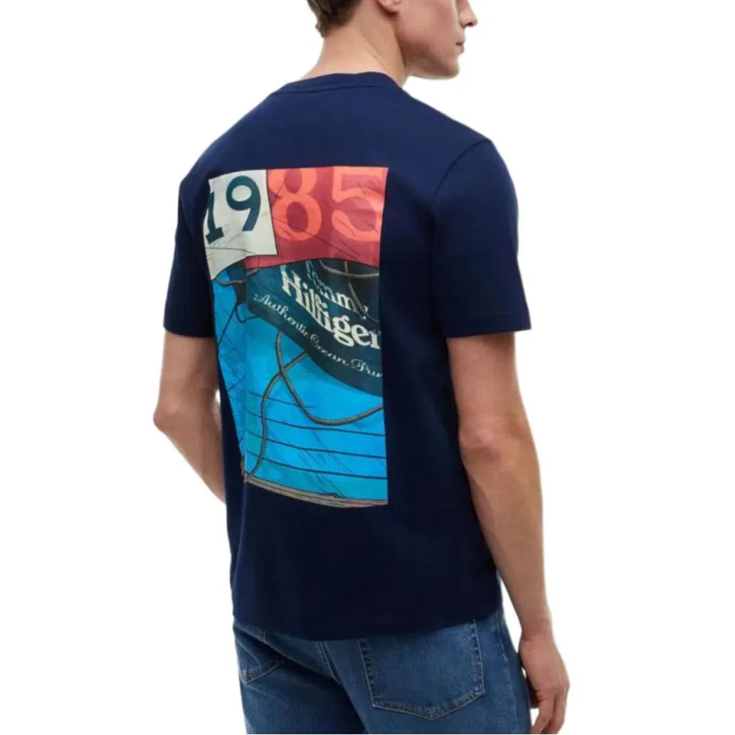 Мужская футболка с круглым вырезом Carbon Marine Tommy Hilfiger — фото 4