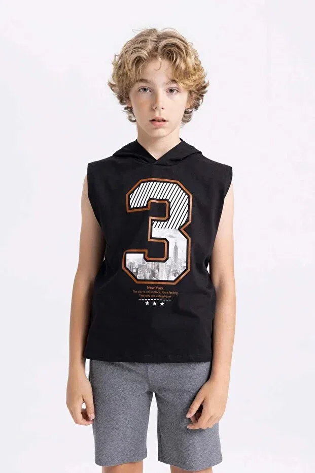 Детское белье для мальчиков с принтом Hooded printed undershirt boys c5102a824sm Defacto, Black Bk81 — фото 4