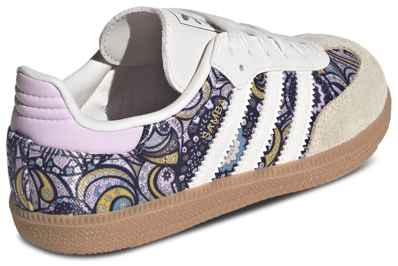 Кроссовки для мальчиков Samba OG Adidas Originals x Liberty London, цвет Core White/Orchid Fusion/Gum — фото 3