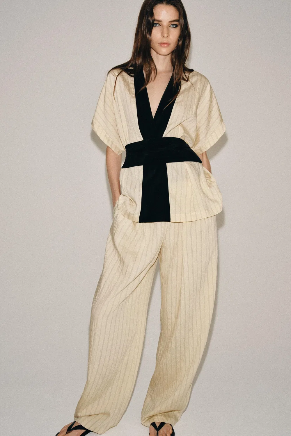 Полосатый двубортный жакет из коллекции ZW ZARA, striped — фото 4