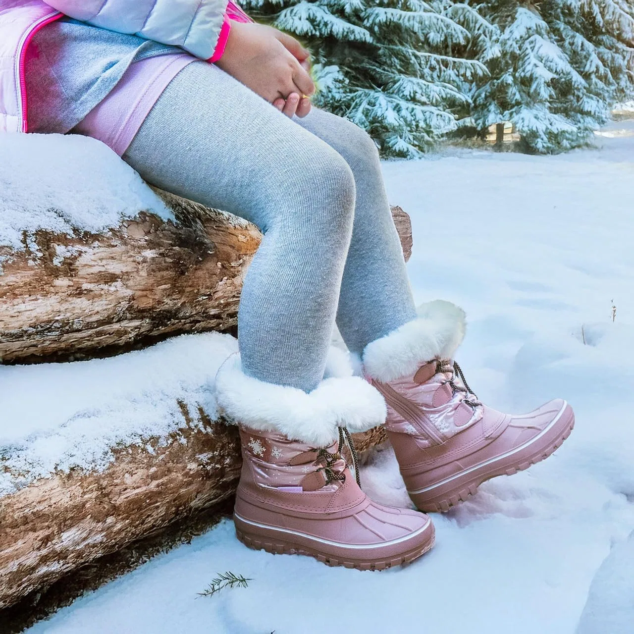 Детские зимние снежные ботинки с подсветкой Nova Mountain Light Up для мальчиков и девочек Nova Footwear, Pinksnow — фото 2
