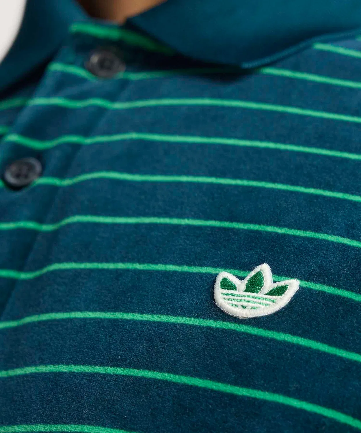 Мужская футерная длиннорукавная поло с велюра Adidas Originals, Navy — фото 2