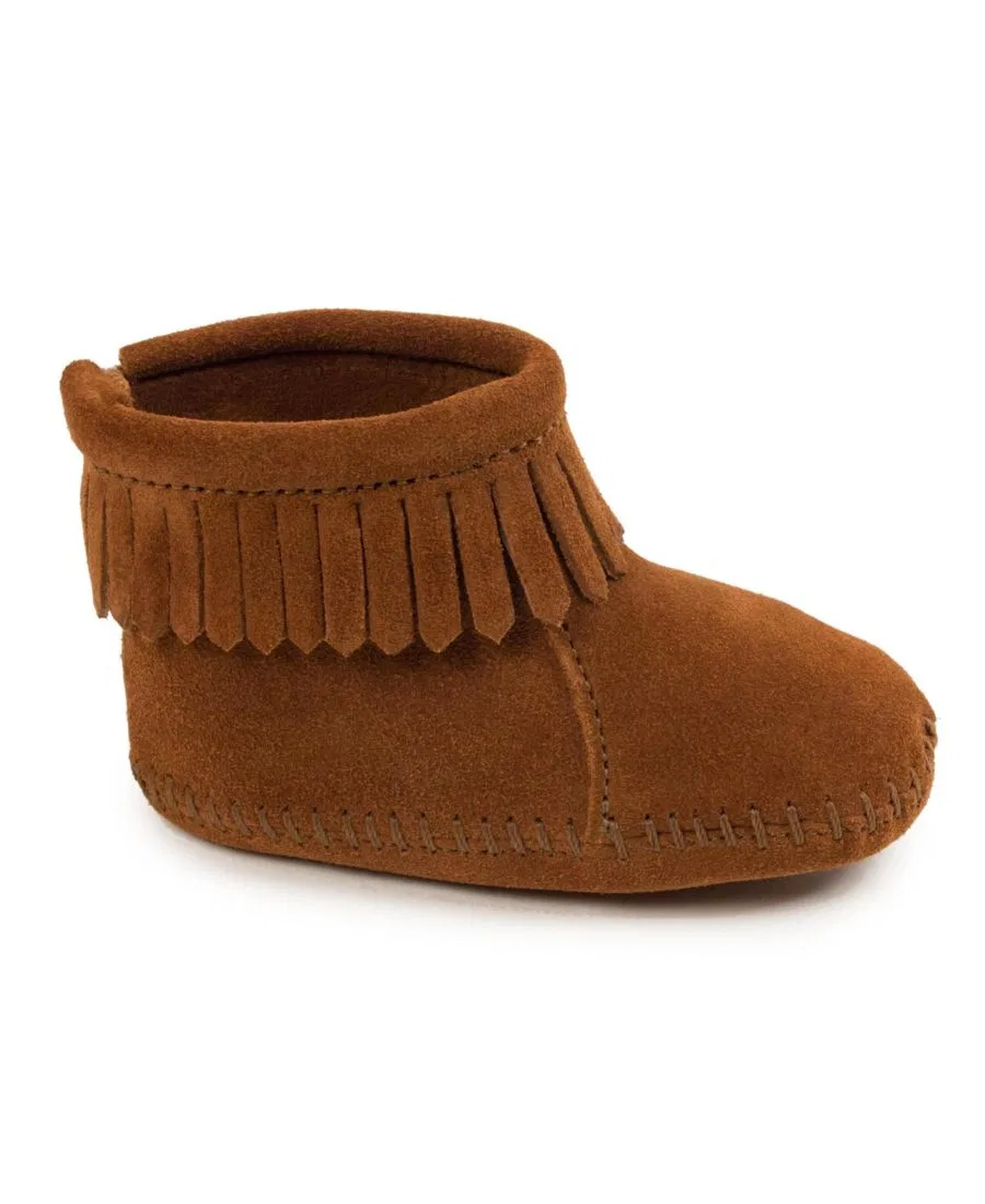 Мокасины-пинетки из замши с закрытой пяткой, Brown Minnetonka — фото 2
