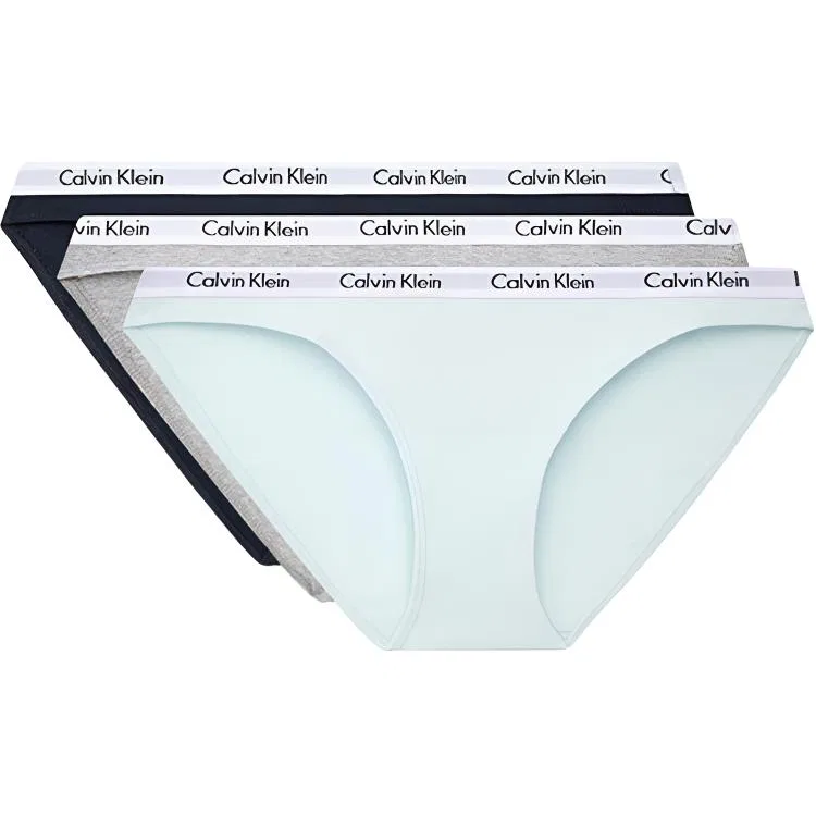 Женский комплект трусов с принтом Calvin Klein, Navy Blue/Coconut Gray/Mint Blue