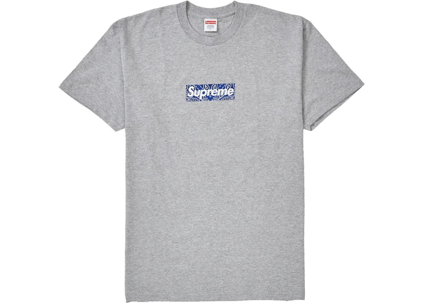 Мужская футболка с принтом Supreme Bandana Box Logo Tee, Heather Grey