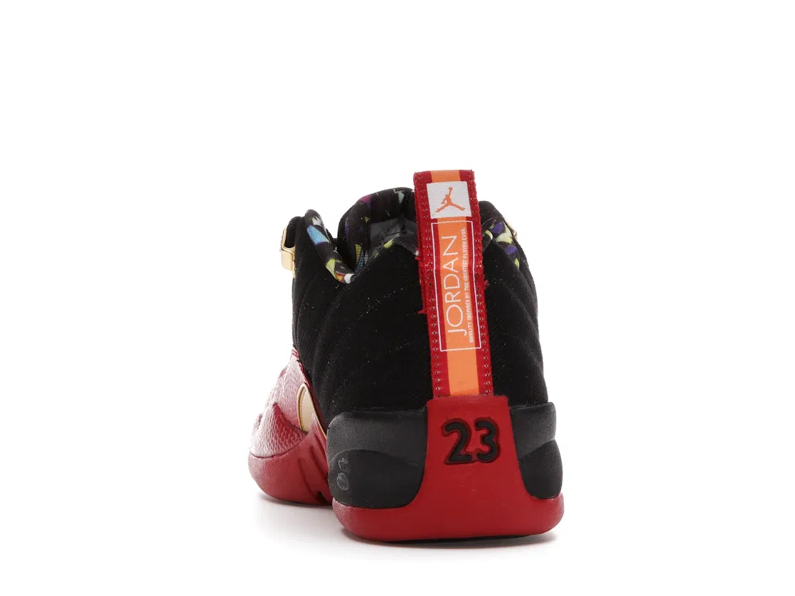 Детские кроссовки с принтом Jordan 12 Retro Low Jordan, Black/Varsity Red/Metallic Gold — фото 4