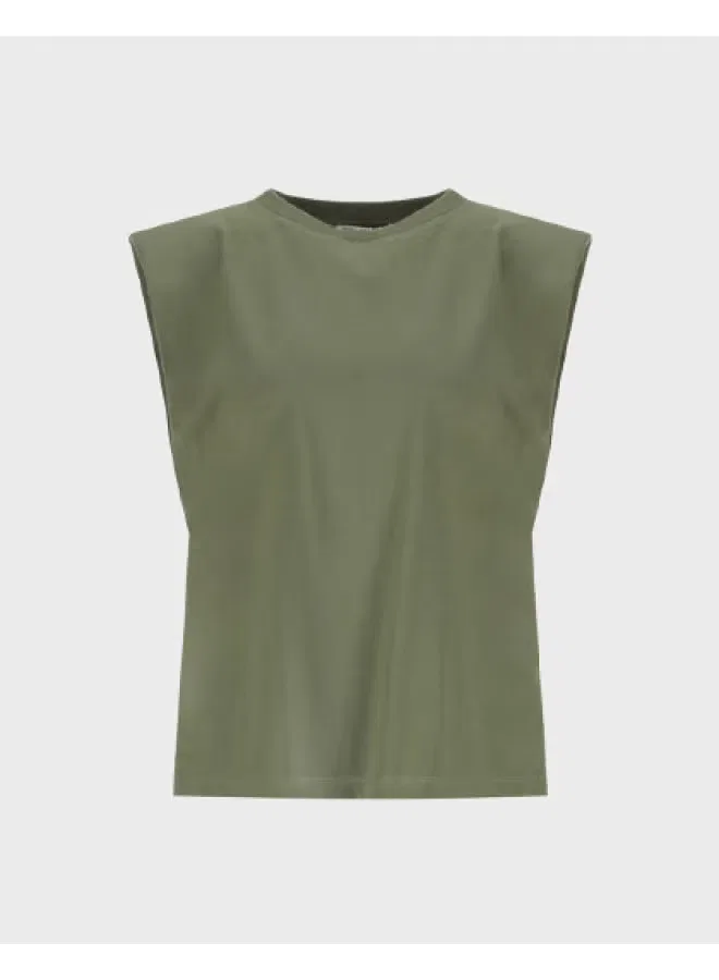 Футболка без рукавов с плечевыми накладками Zara, зеленый