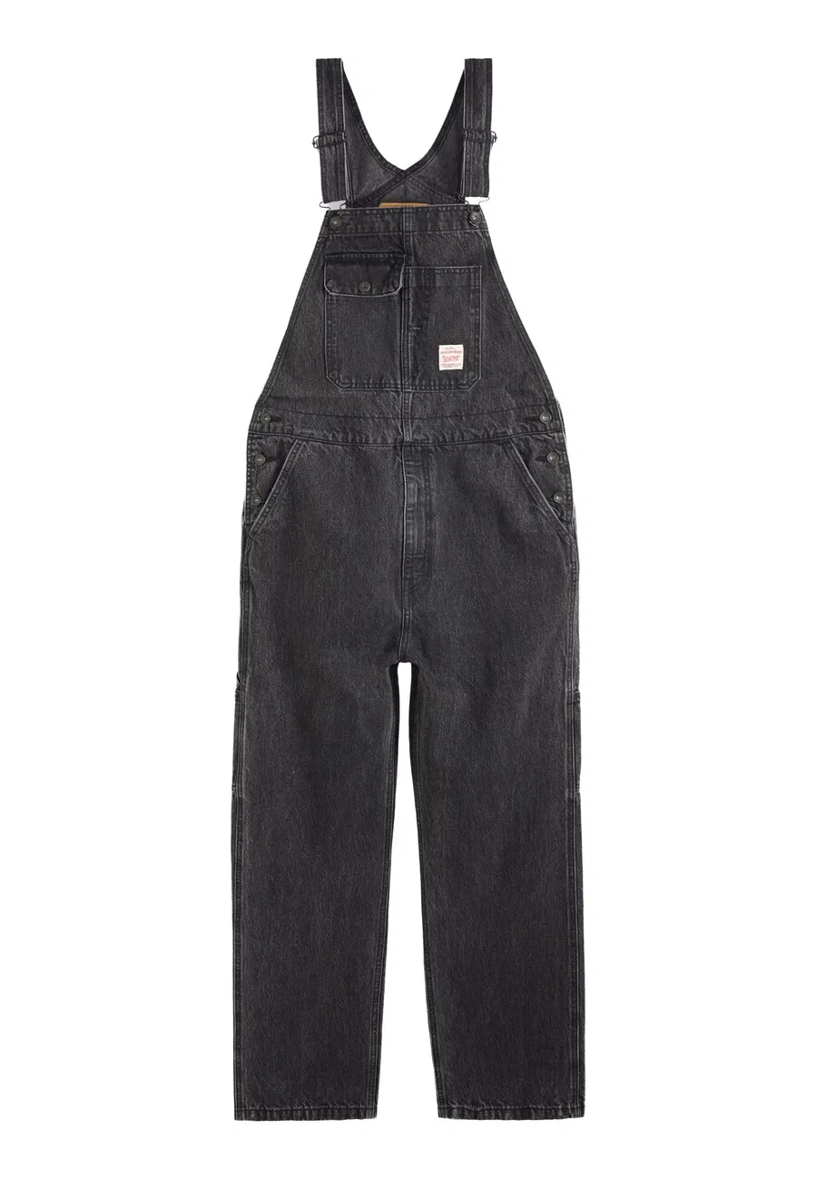 Джинсовый комбинезон LEVI'S свободного кроя, модель «Loose Overalls», черный деним