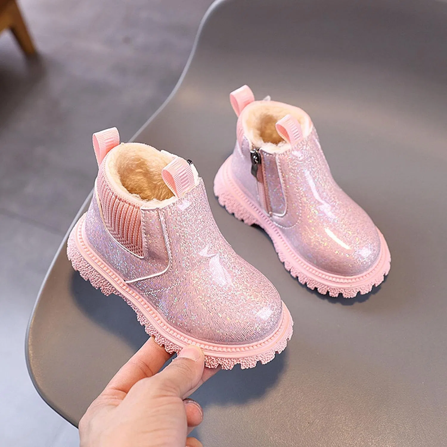 Детские зимние ботинки для девочек с флисовой подкладкой Snow Boots, Pink — фото 2