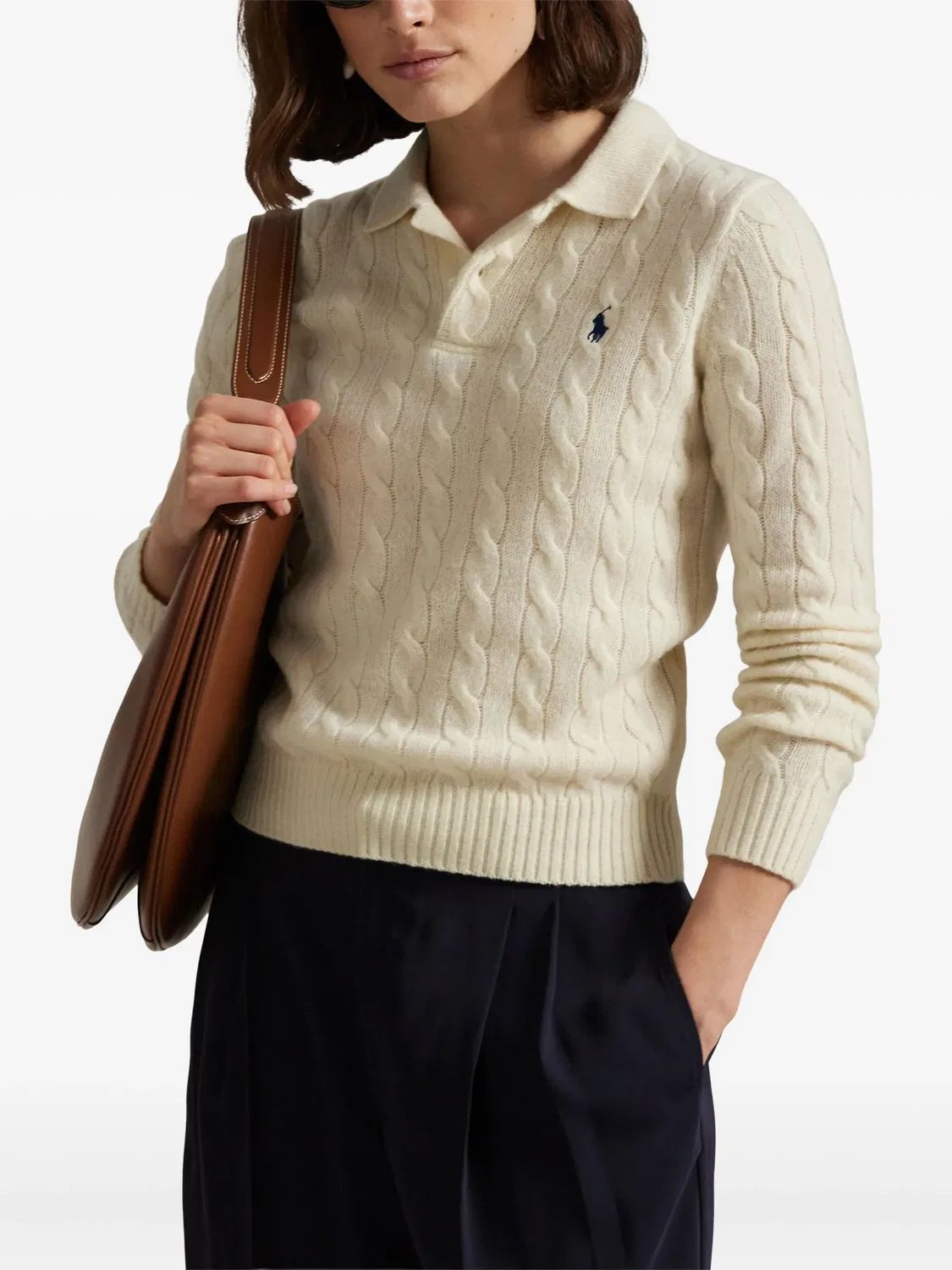 Свитер-поло из шерсти и кашемира Polo Ralph Lauren, нейтральные — фото 2
