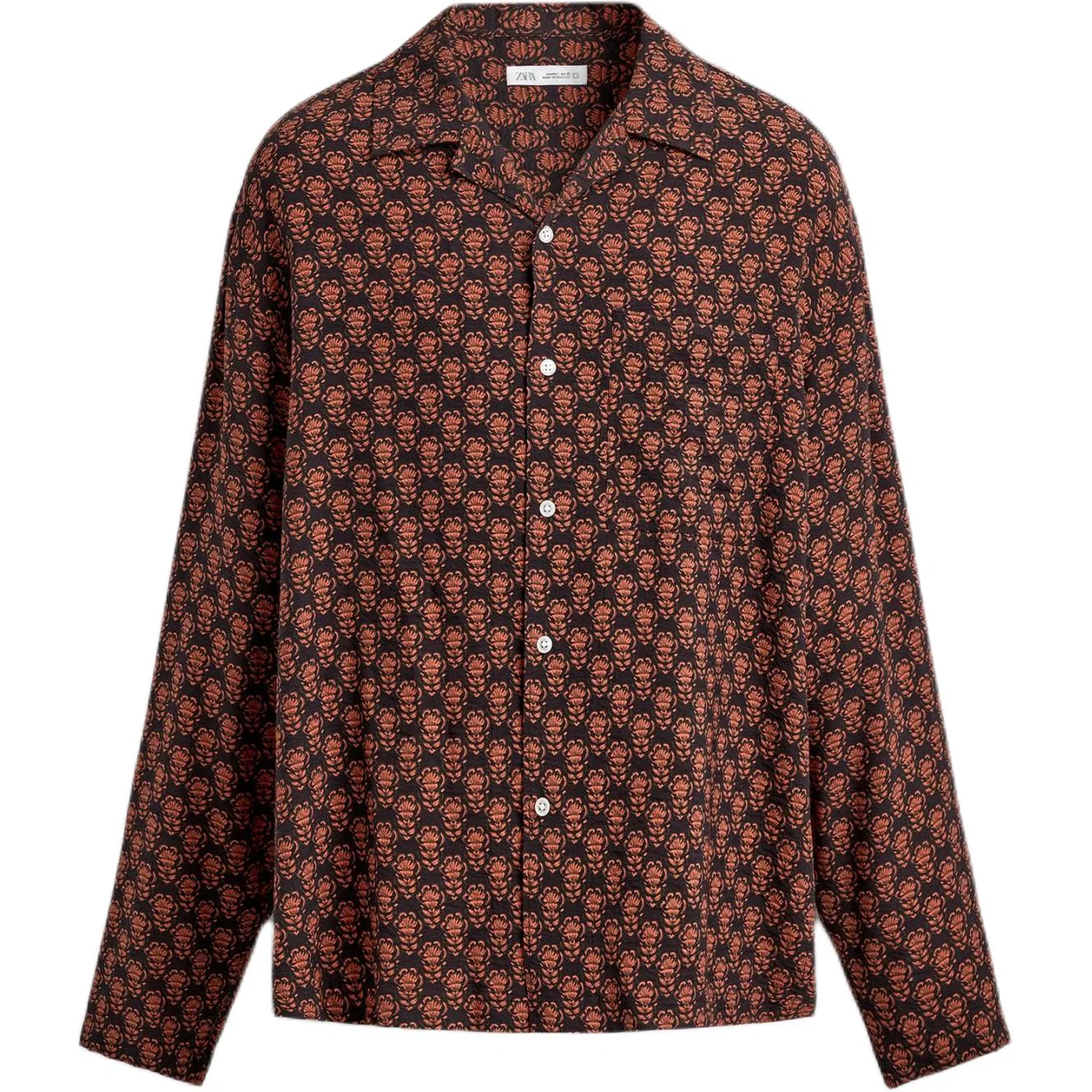 Мужская рубашка с принтом Black/Orange ZARA, Black/Orange