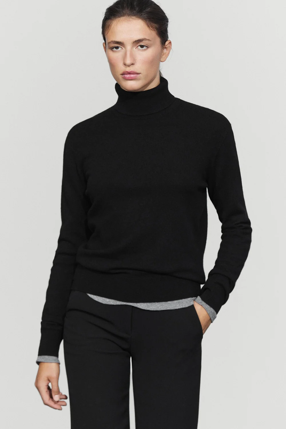 Свитер-водолазка Massimo Dutti Wool Blend Knit, черный — фото 2