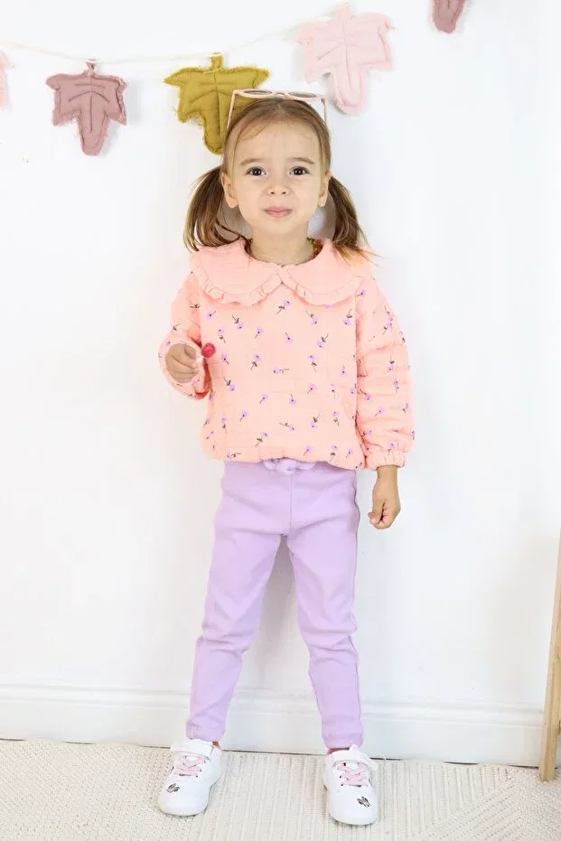 Детский комплект из футера для девочек с принтом Harika Kids, Pink — фото 2