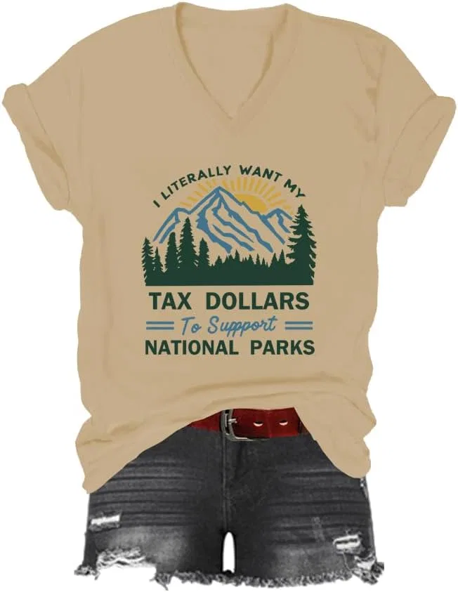 Мужская футболка с принтом National Parks V-Neck, Khaki