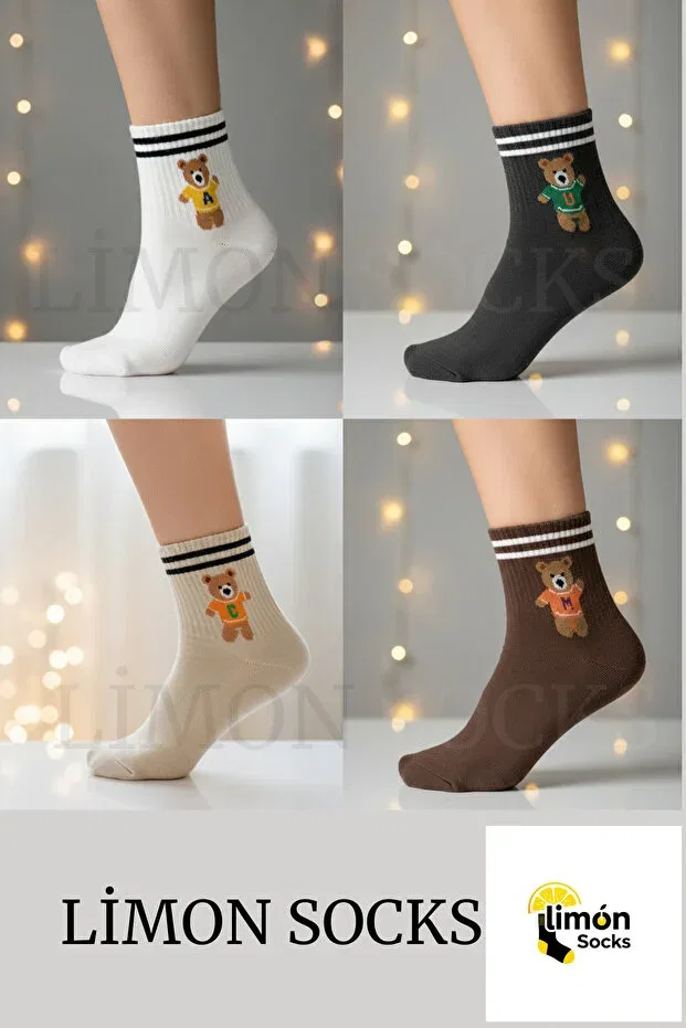 Детские носки с принтом Teddy Bear Character (4 пары) Limon Socks, Çok Renkli — фото 2