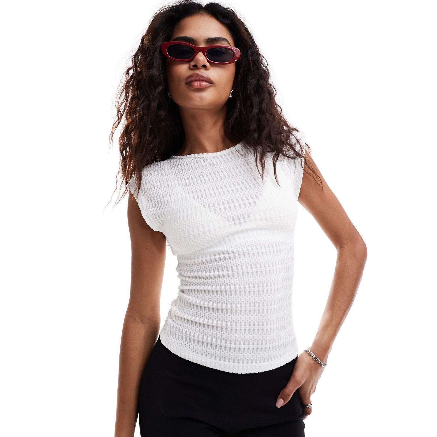 

Топ Motel Nova Cap Sleeve Textured, белый