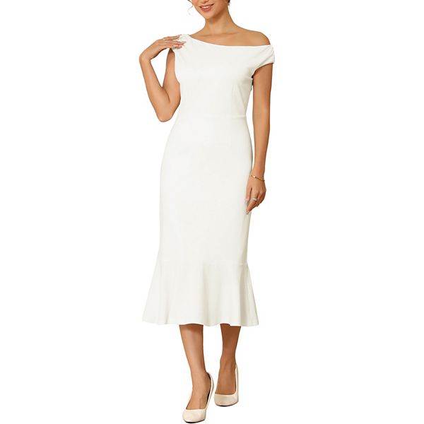 

Женское вечернее платье-футляр с одним плечом и шлейфом Inspire Chic, White