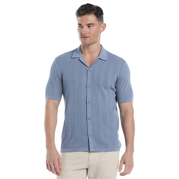 

Мужской свитер с коротким рукавом, воротником и полосками Cubavera, Windward Blue