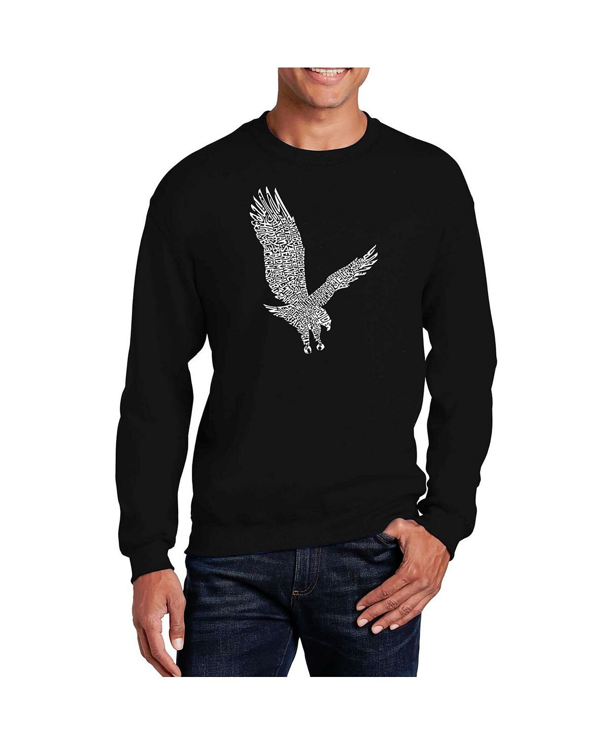 

Мужская толстовка с круглым вырезом word art eagle LA Pop Art, черный