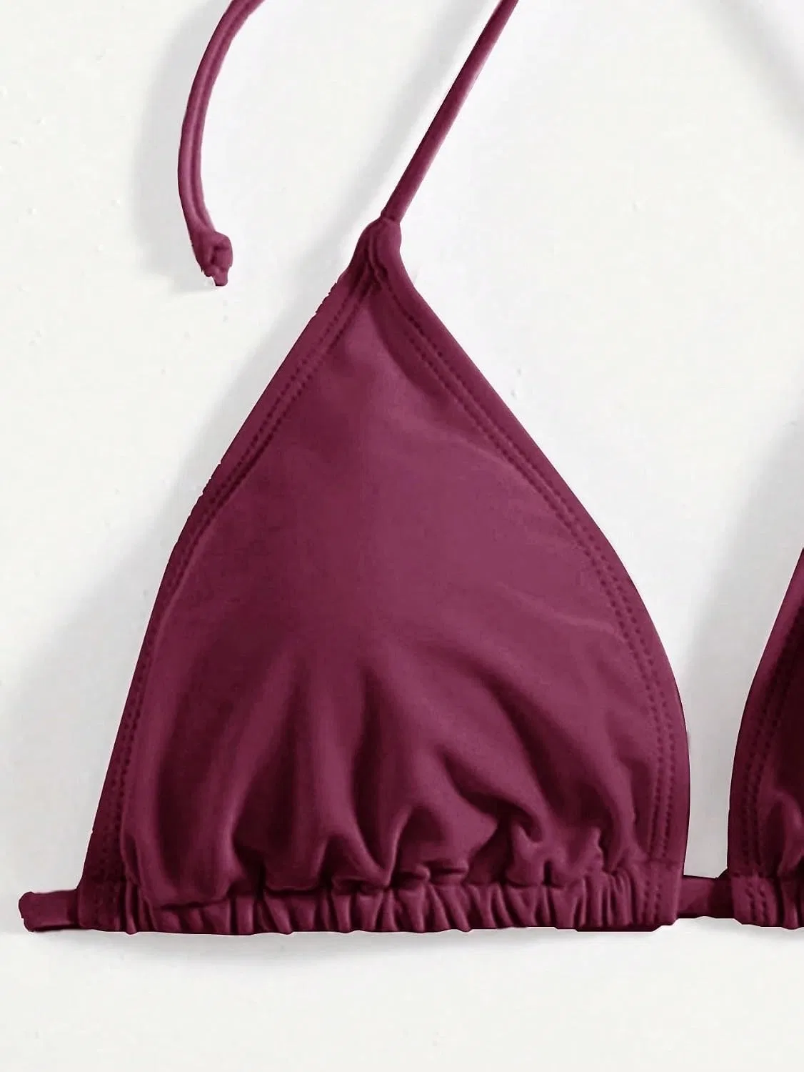 Женский бикини-сет с высокой талией, завязками на спине Generic, Burgundy — фото 3