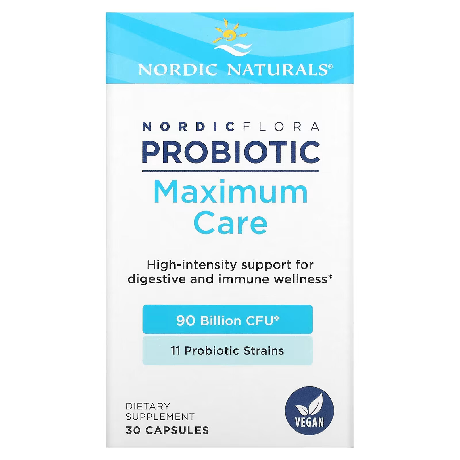 Nordic Naturals, Nordic Flora Probiotic, Maximum Care, 90 млрд КОЕ, 30 капсул - фото