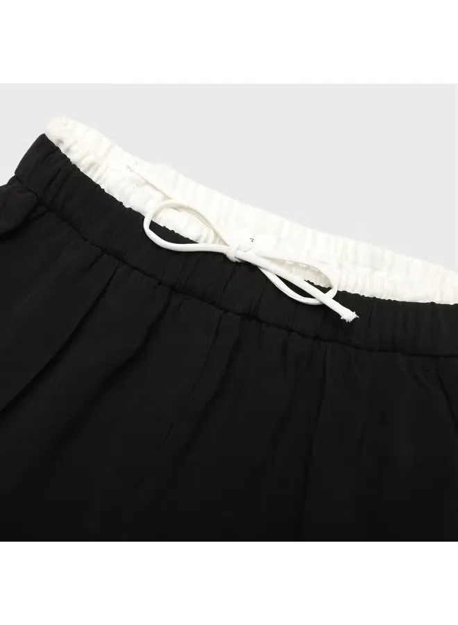 Джоггеры с кулиской на резинке и цветными блоками Zara, черно-белый — фото 4