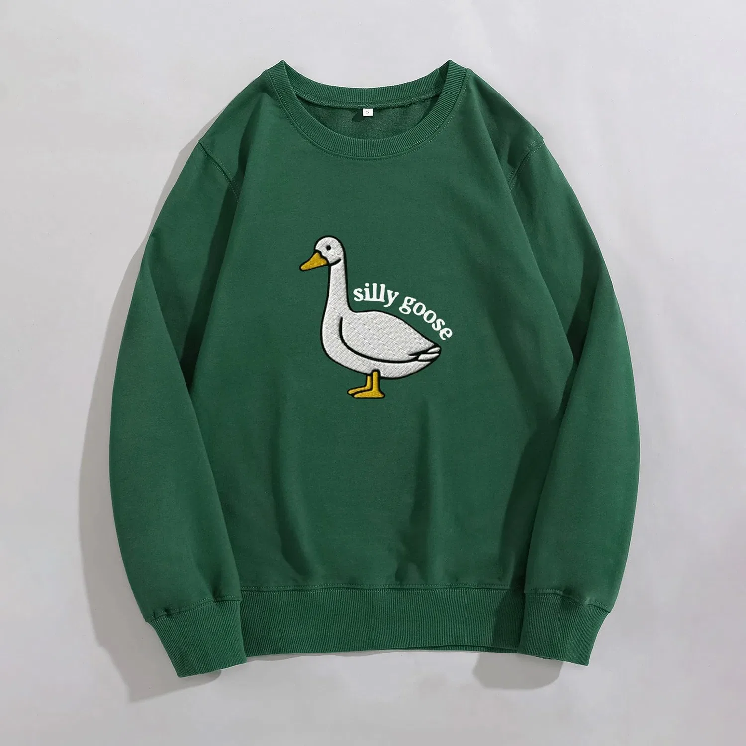 Женский свитер с принтом гусей Goose Print Sweater, Green — фото 4