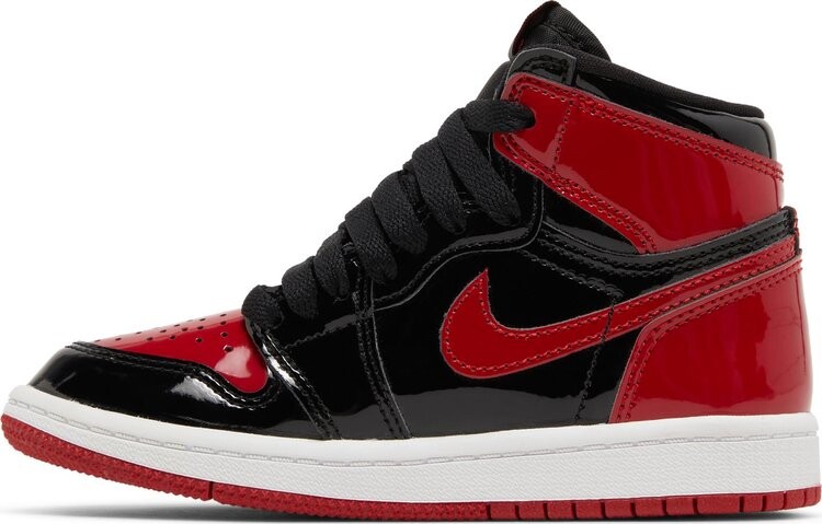 Кроссовки Air Jordan 1 Retro High OG PS Patent Bred, красный — фото 3